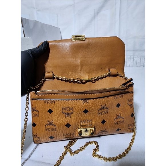 MCM Visetos Millie Crossbody Bag Brown - Picture 12 of 13